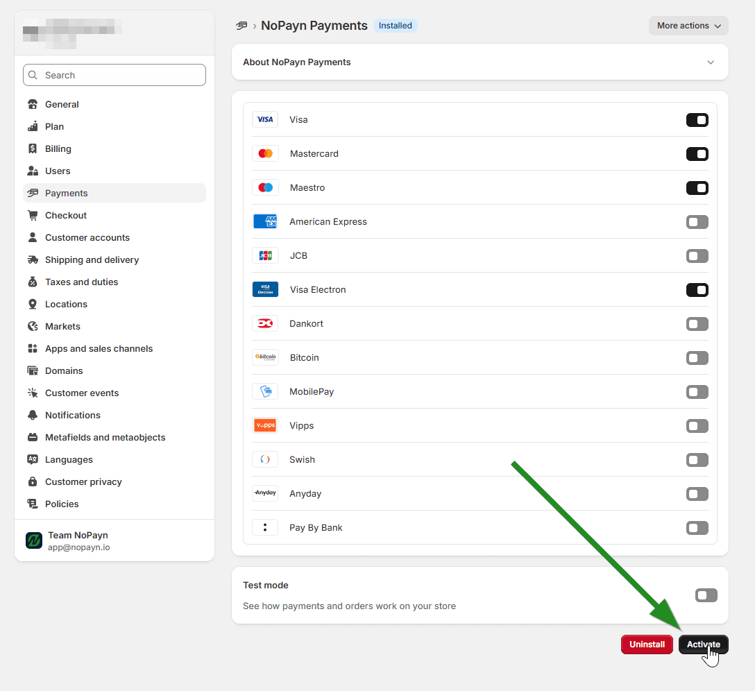 Activate button to enable Cost+ Payments