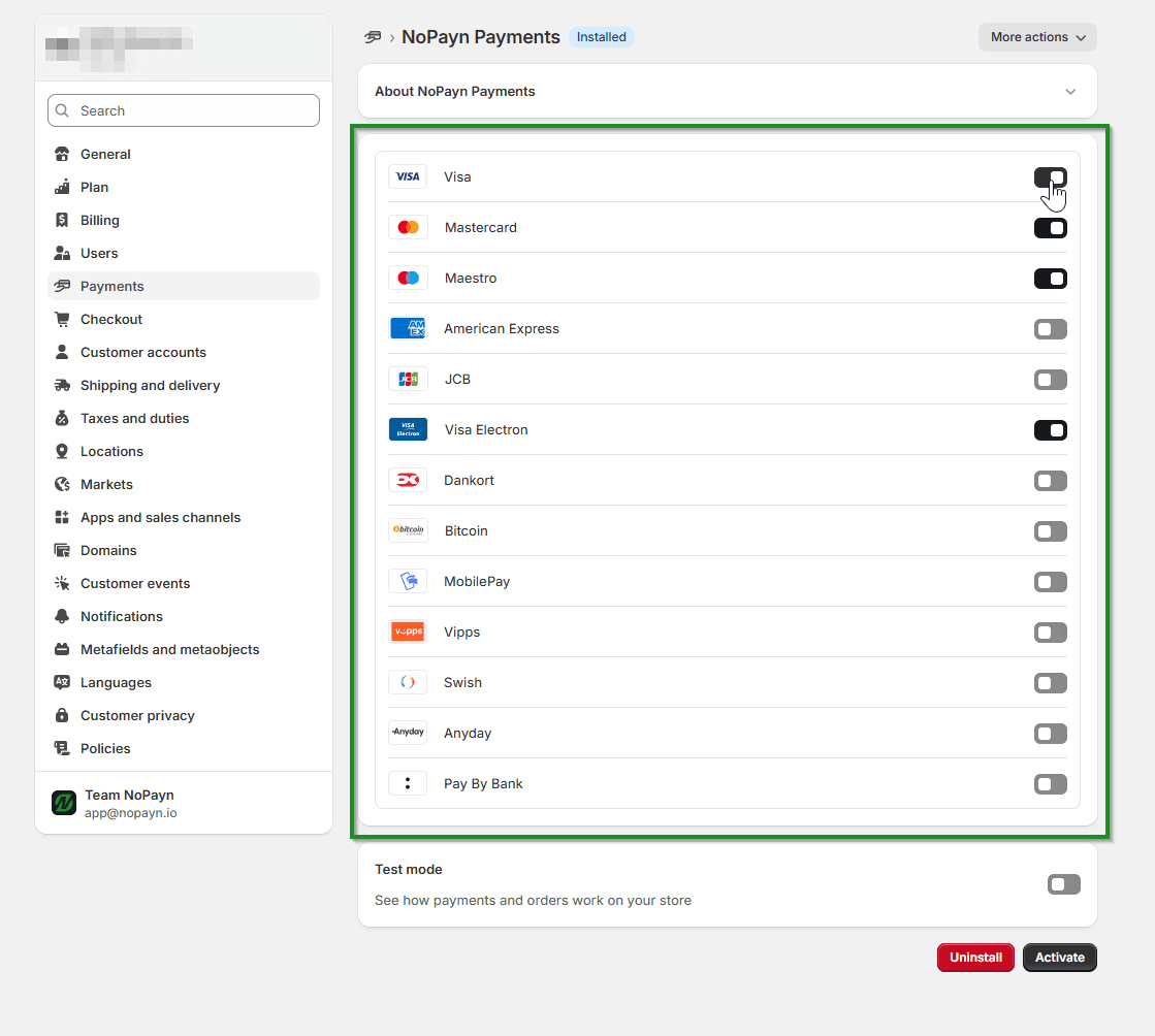 Payment icon selection for checkout display
