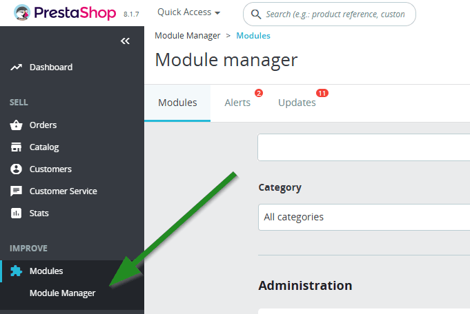 PrestaShop 8 Module Manager