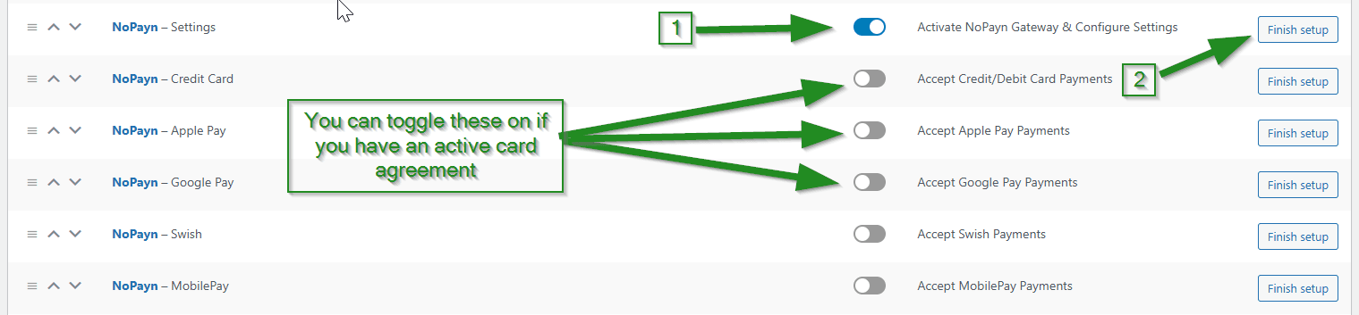 Enable Cost+ Payments and click Manage